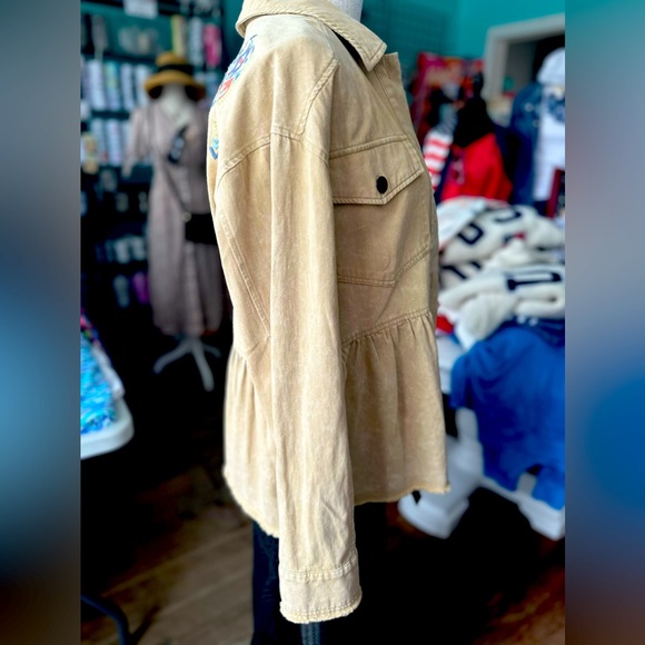 Jacket, Shirt Jean Peplum Camrl Embroidered Back Detail Front - Picture 4 of 4